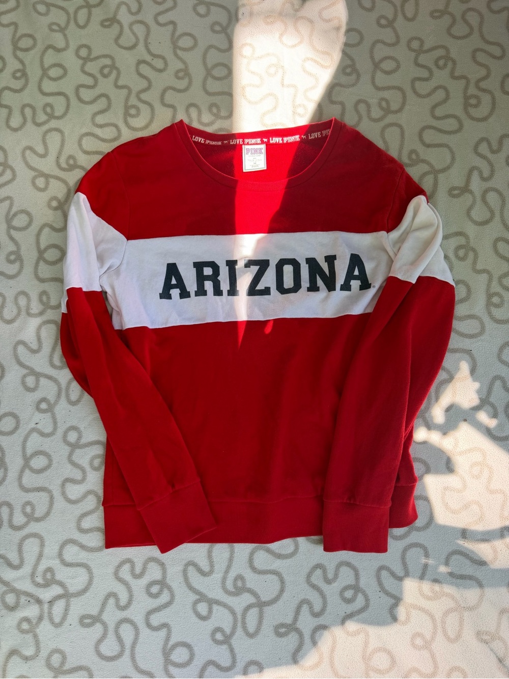 PINK Victoria's Secret Red & White 'ARIZONA' Crewneck Sweatshirt